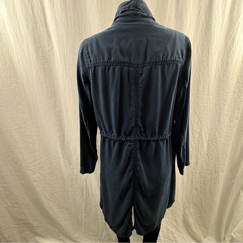 Max Jeans Dark Navy Blue Tencel Open Waterfall Drawstring Waist Jacket M - Picture 4 of 14